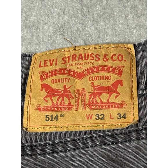 Levis 514 Jeans Mens W32 L34 Black Grey Straight Tapered White Tag Denim - Picture 15 of 15